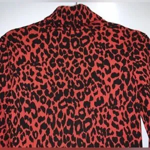 ZARA Trafaluc Red Leopard Print Turtleneck Midi Dress S